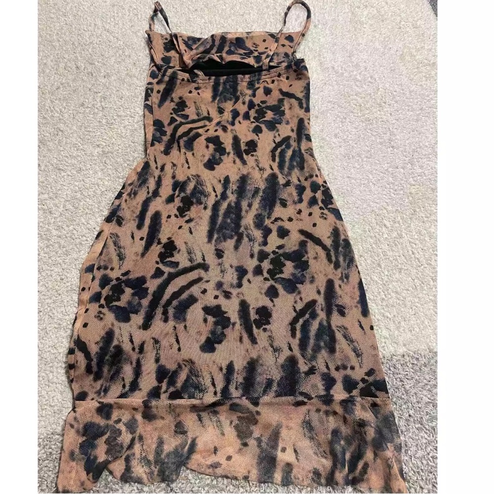 PrettyLittleThing Womens Muse Mesh Tie Dye Ruched Bodycon Mini Dress Size 4 - Picture 9 of 9